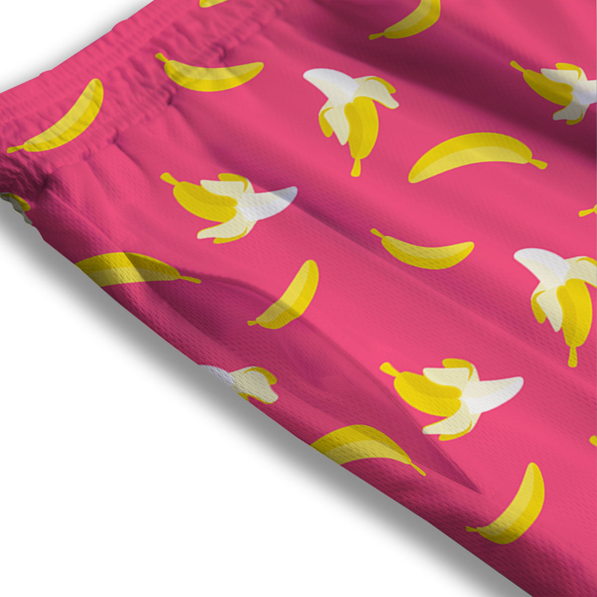 Cartoon Banana Pink Print Pattern Mesh Shorts