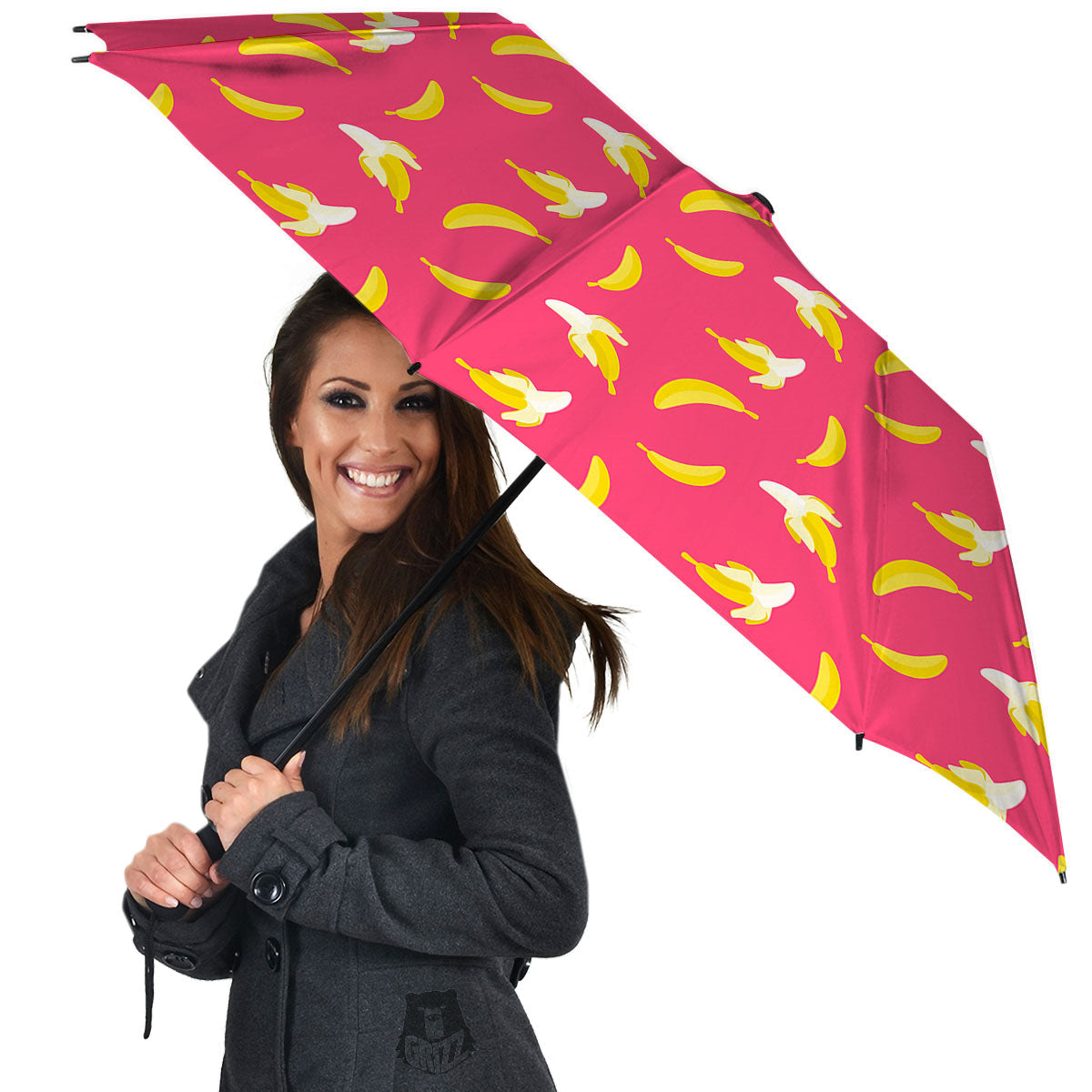 Cartoon Banana Pink Print Pattern Umbrella-grizzshop