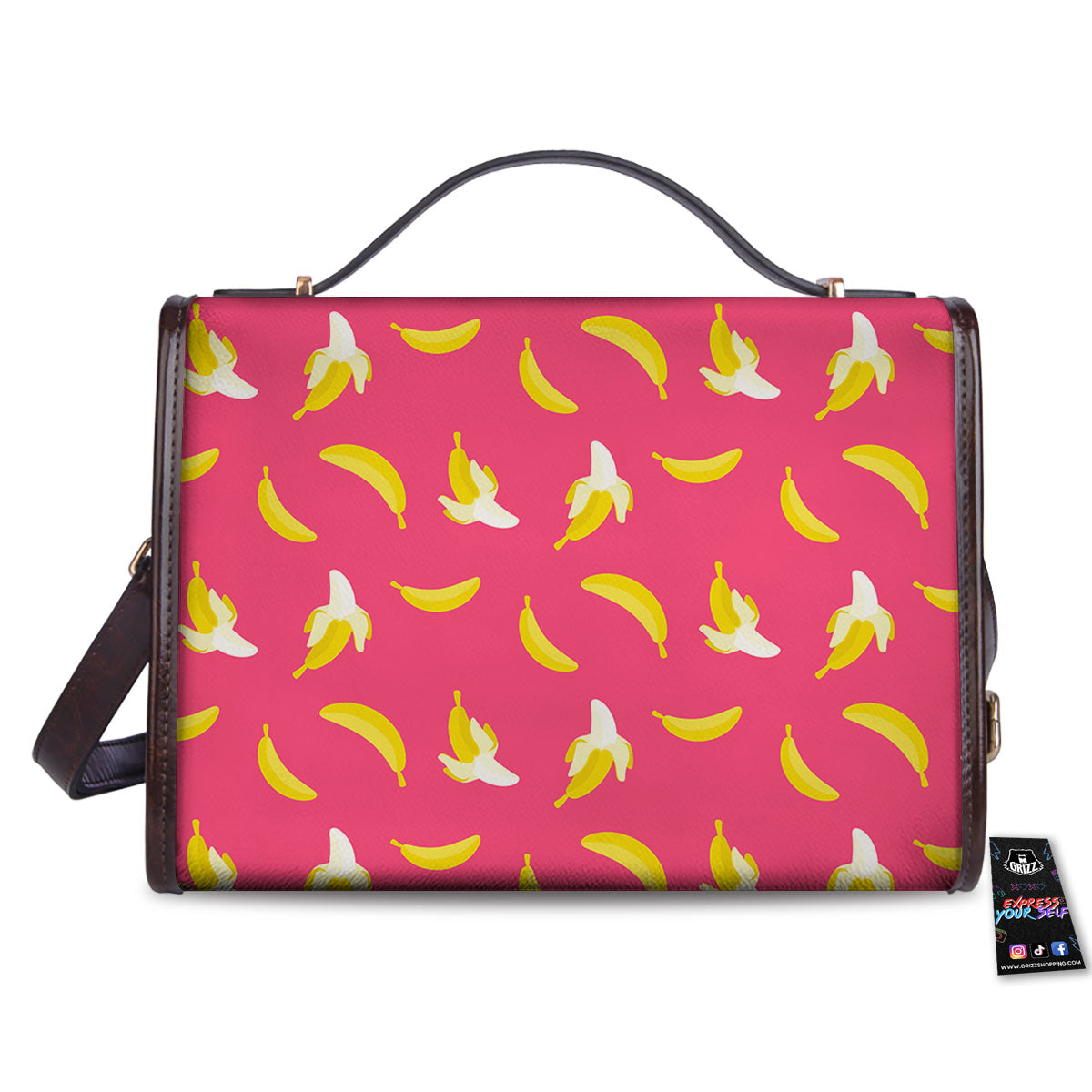 Cartoon Banana Pink Print Pattern Women's Satchel Bag-grizzshop