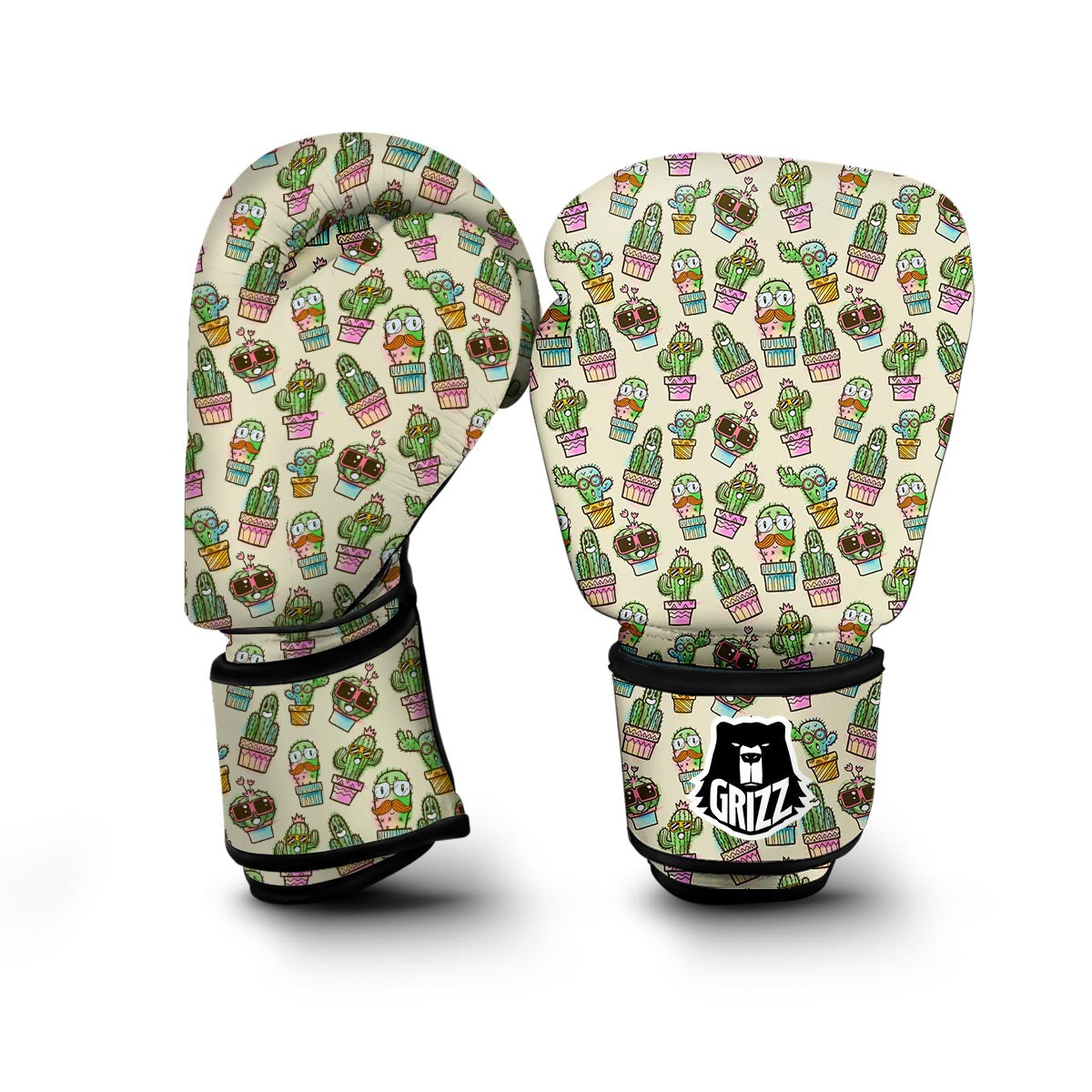 Cartoon Cactus Pattern Print Boxing Gloves-grizzshop