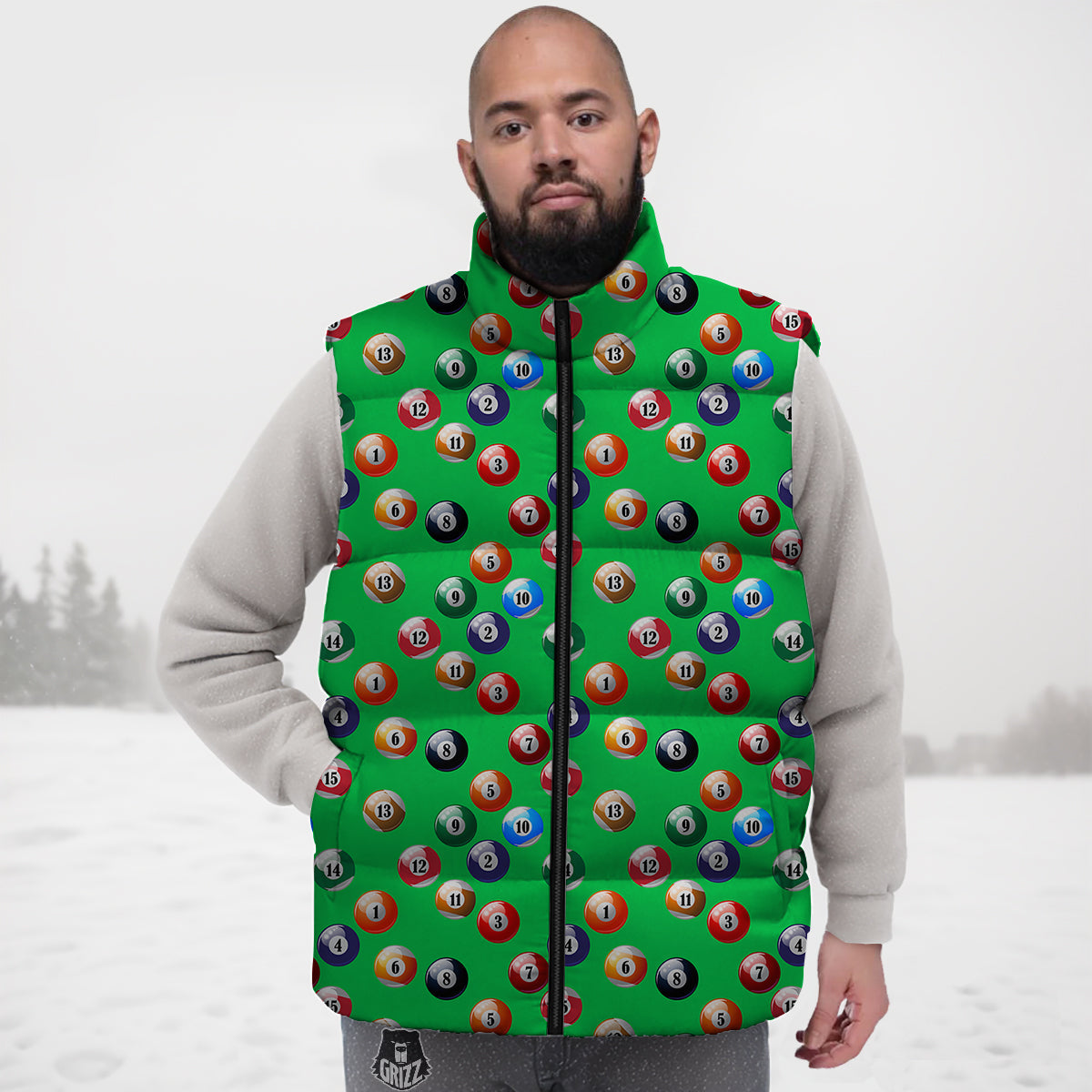 Cartoon Cactus Pattern Print Down Vest