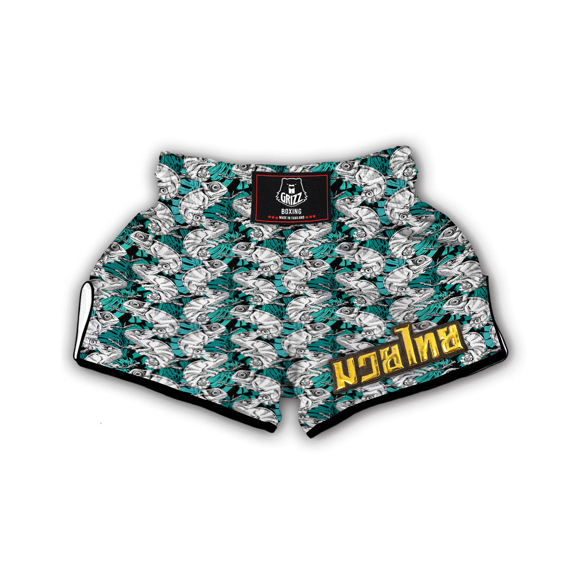 Cartoon Chameleon Pattern Print Muay Thai Boxing Shorts-grizzshop