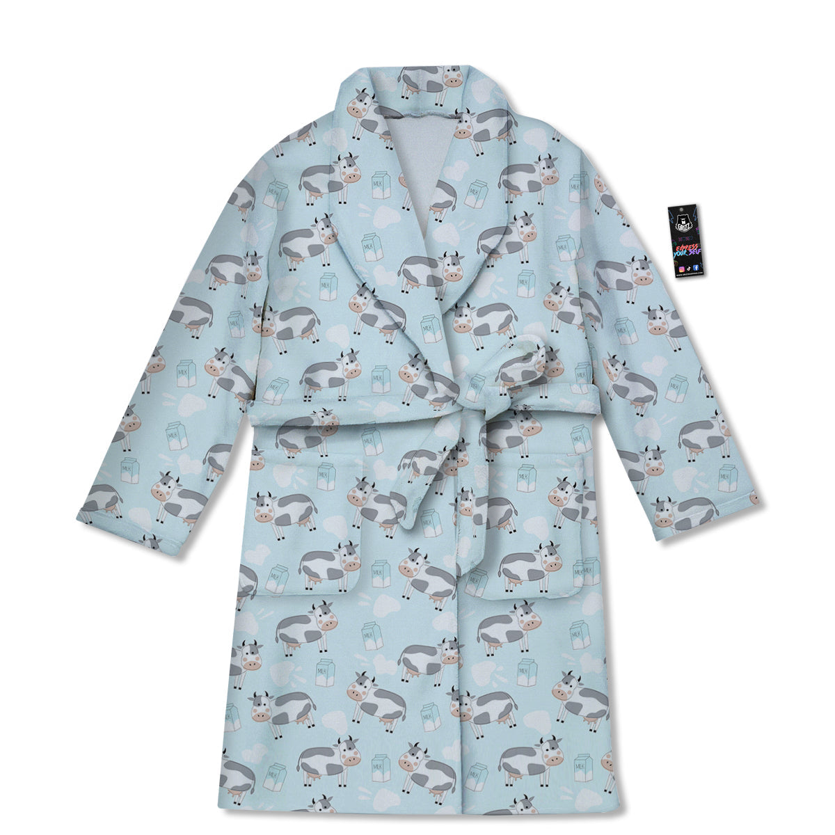 Cartoon Cows Milk Print Pattern Bathrobe-grizzshop