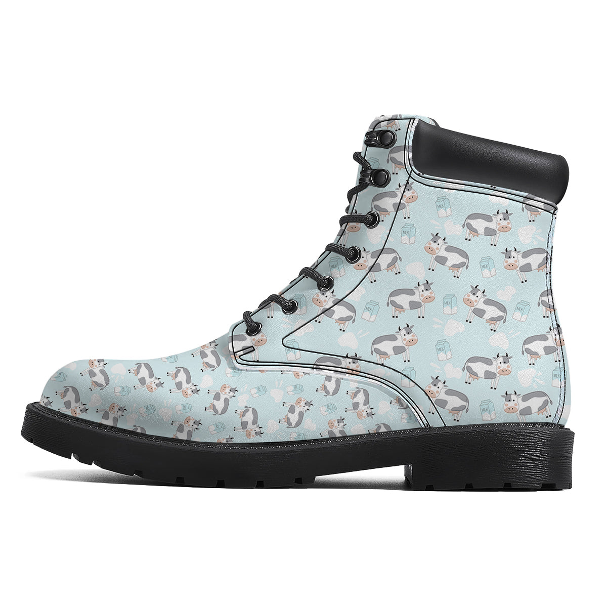 Cartoon Cows Milk Print Pattern Boots-grizzshop