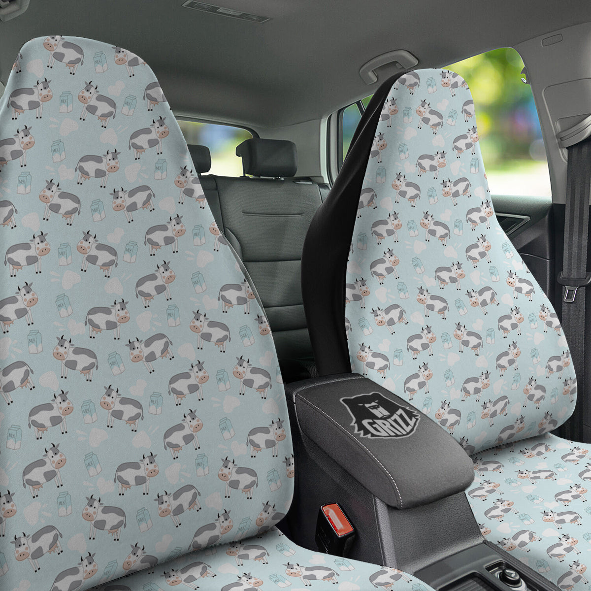 Cartoon Cows Milk Print Pattern Car Seat Covers-grizzshop