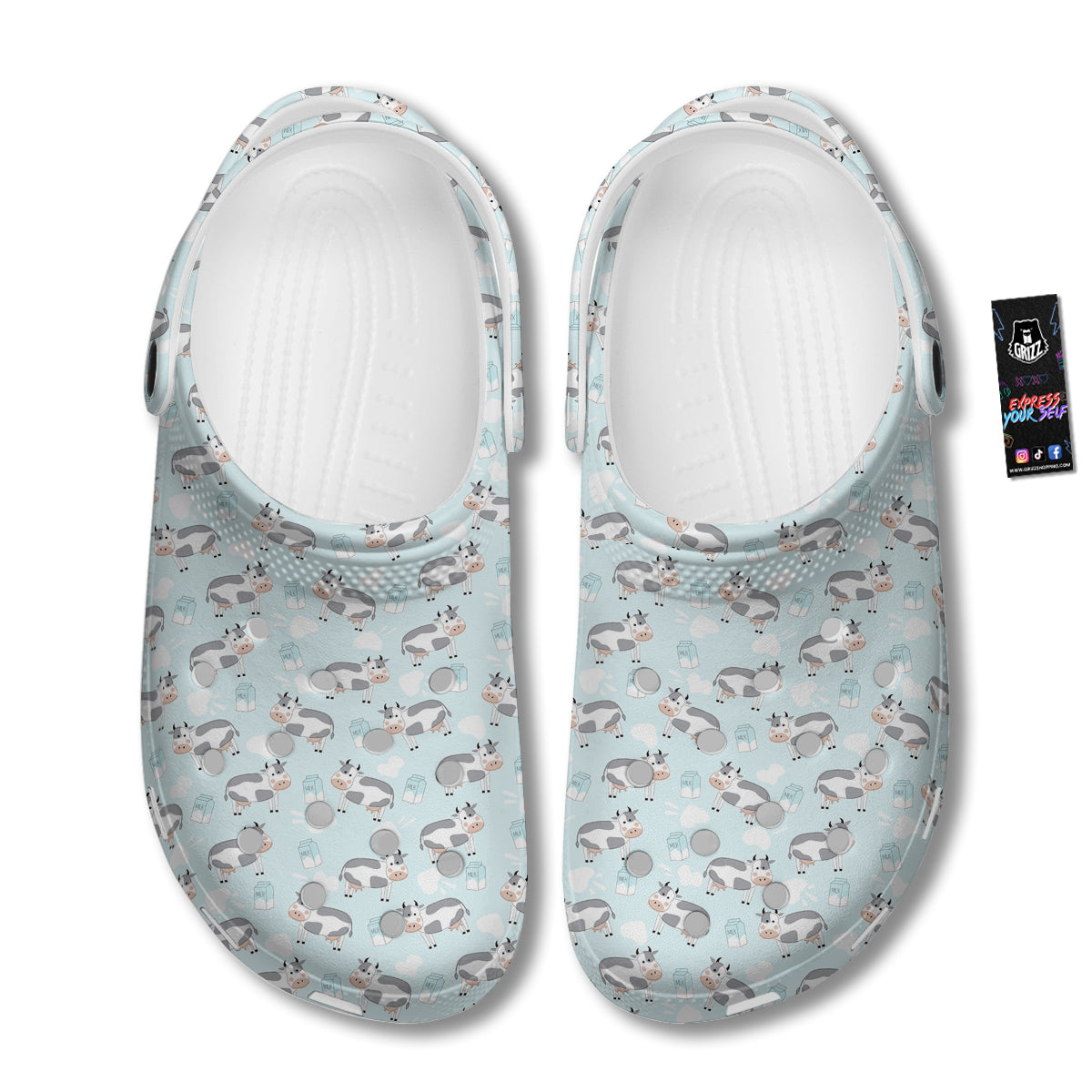 Cartoon Cows Milk Print Pattern Clog-grizzshop