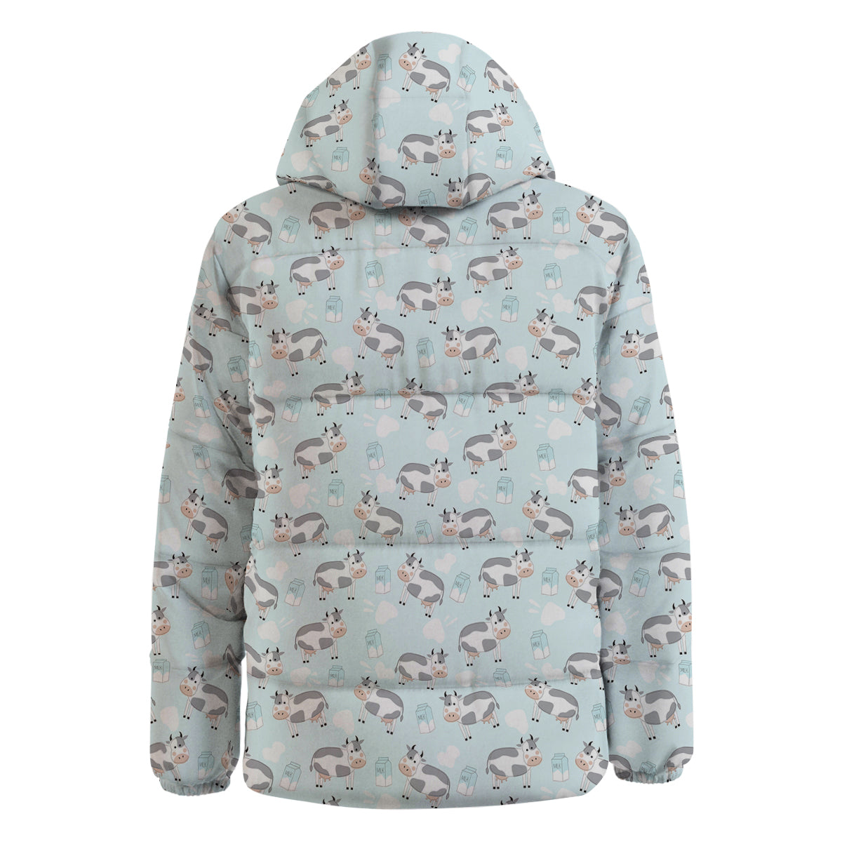Cartoon Cows Milk Print Pattern Down Jacket-grizzshop