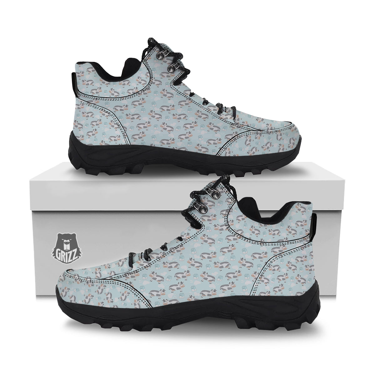 Cartoon Cows Milk Print Pattern Hiking Shoes-grizzshop