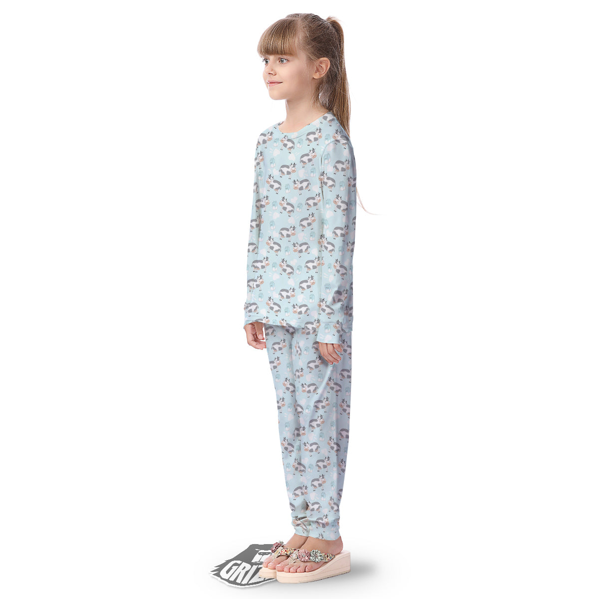 Cartoon Cows Milk Print Pattern Kid's Pajamas-grizzshop