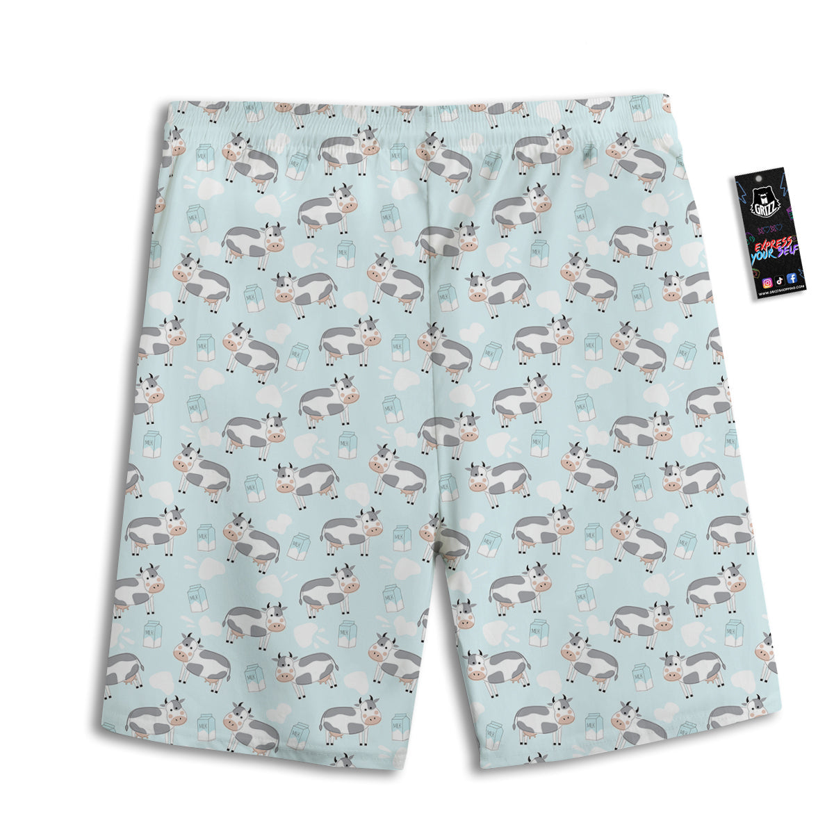 Cartoon Cows Milk Print Pattern Men's Athletic Shorts