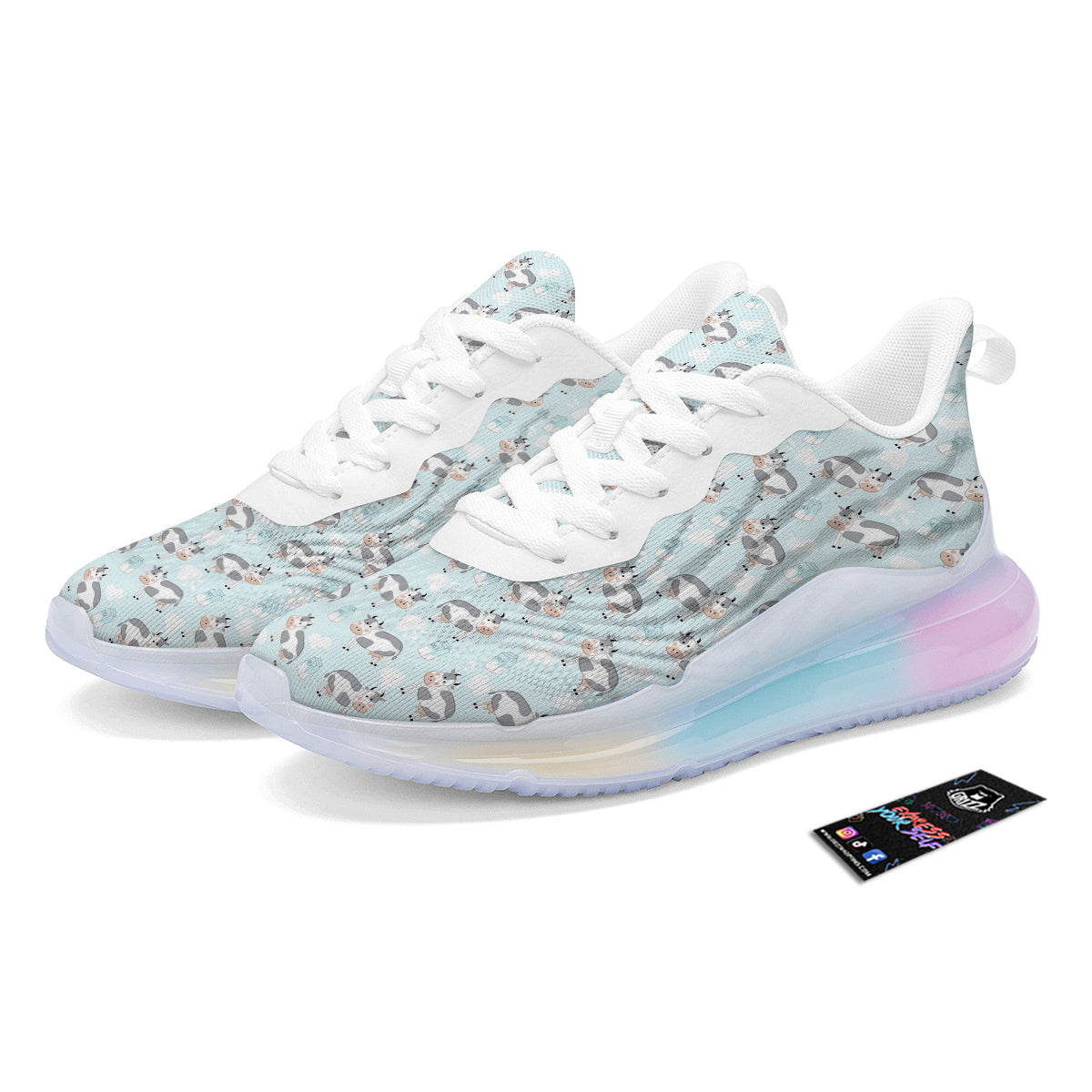 Cartoon Cows Milk Print Pattern Running Sneakers-grizzshop
