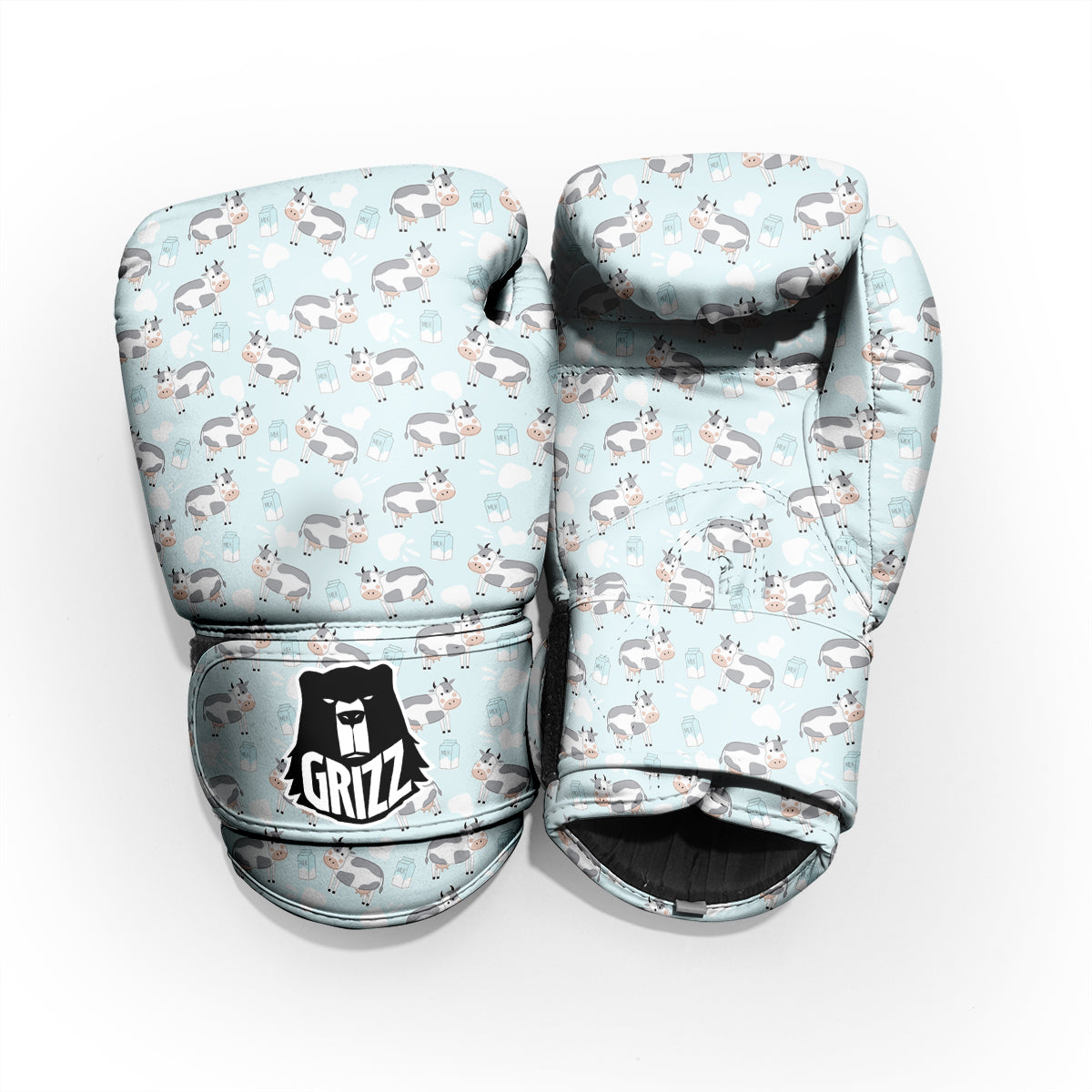 Cartoon Cows Milk Print Pattern Pro Boxing Glove