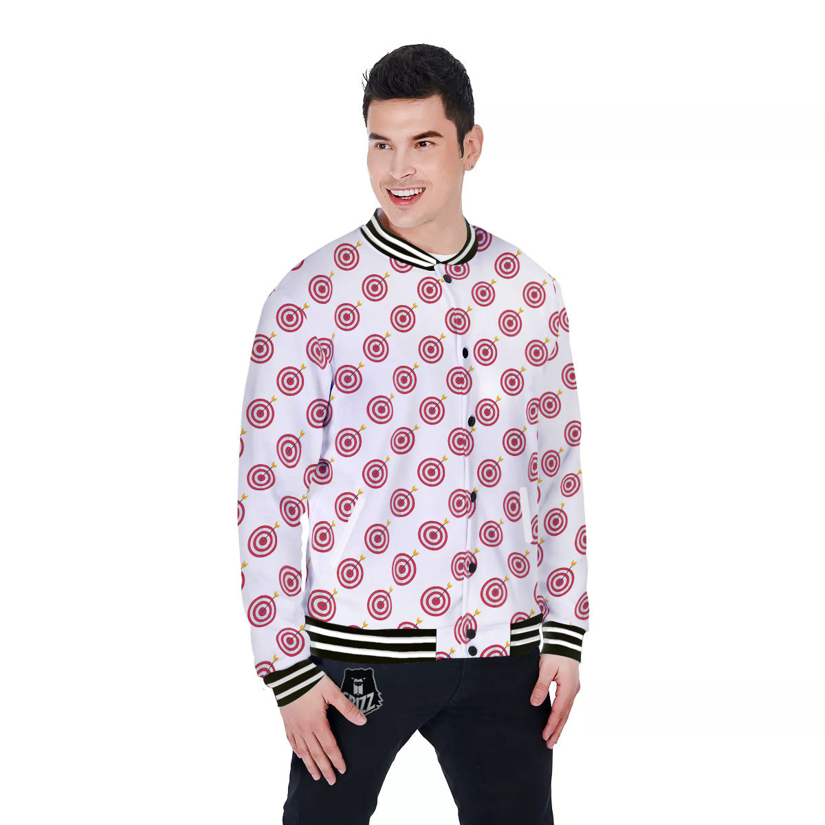 Cartoon Dartboard Print Pattern Baseball Jacket-grizzshop