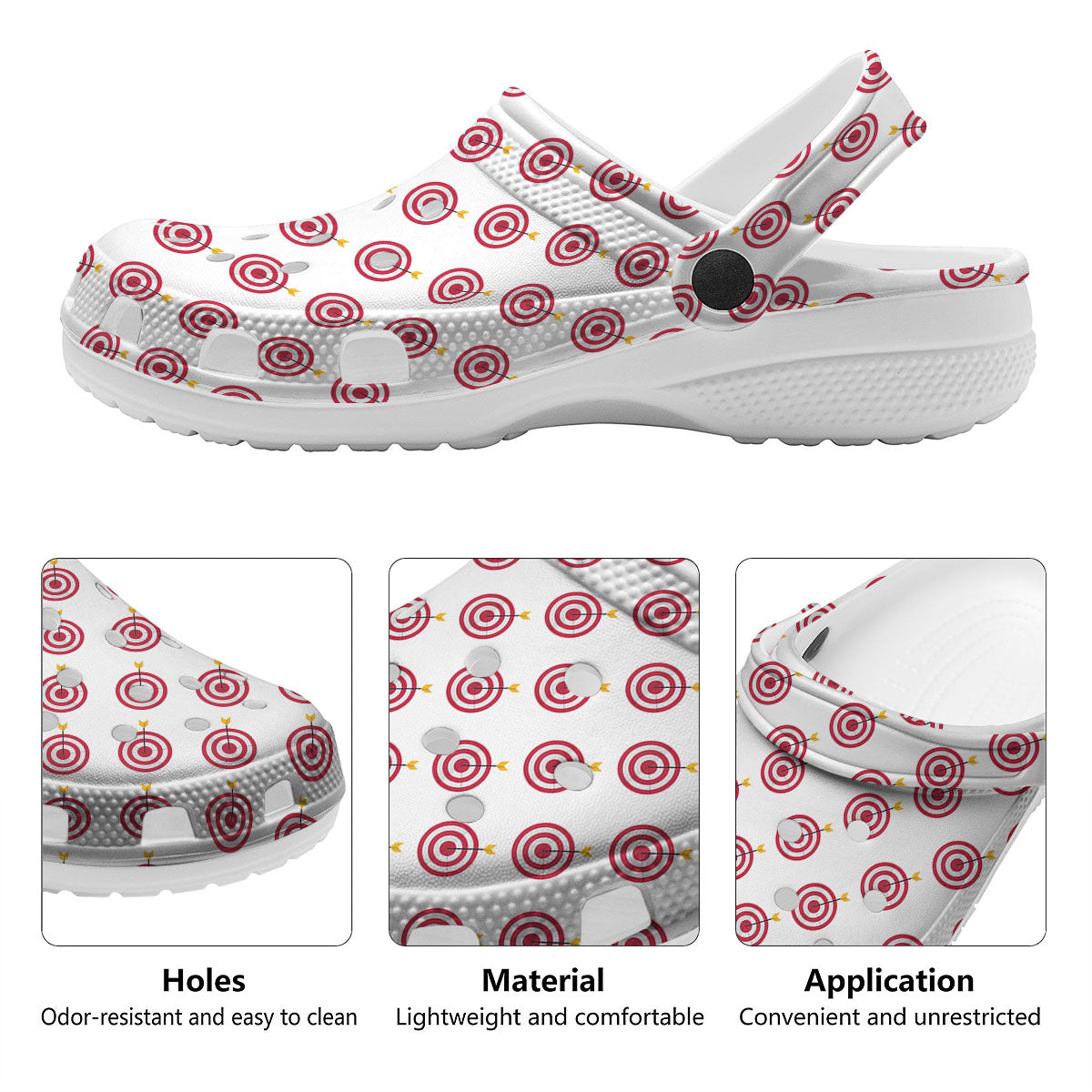 Cartoon Dartboard Print Pattern Clog-grizzshop