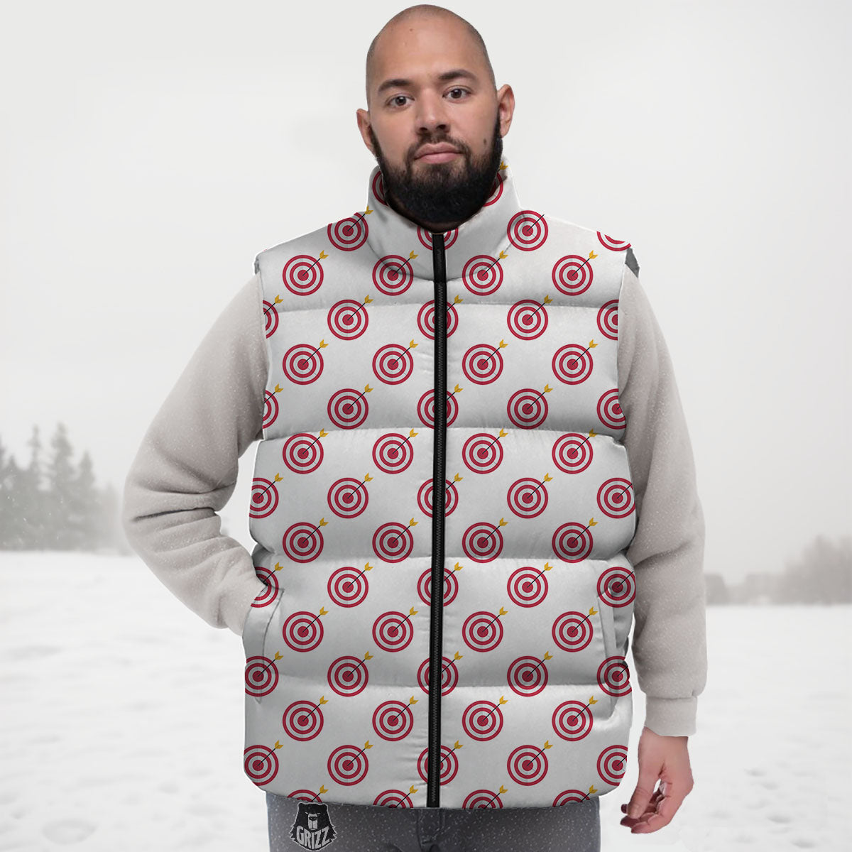 Cartoon Dartboard Print Pattern Down Vest-grizzshop