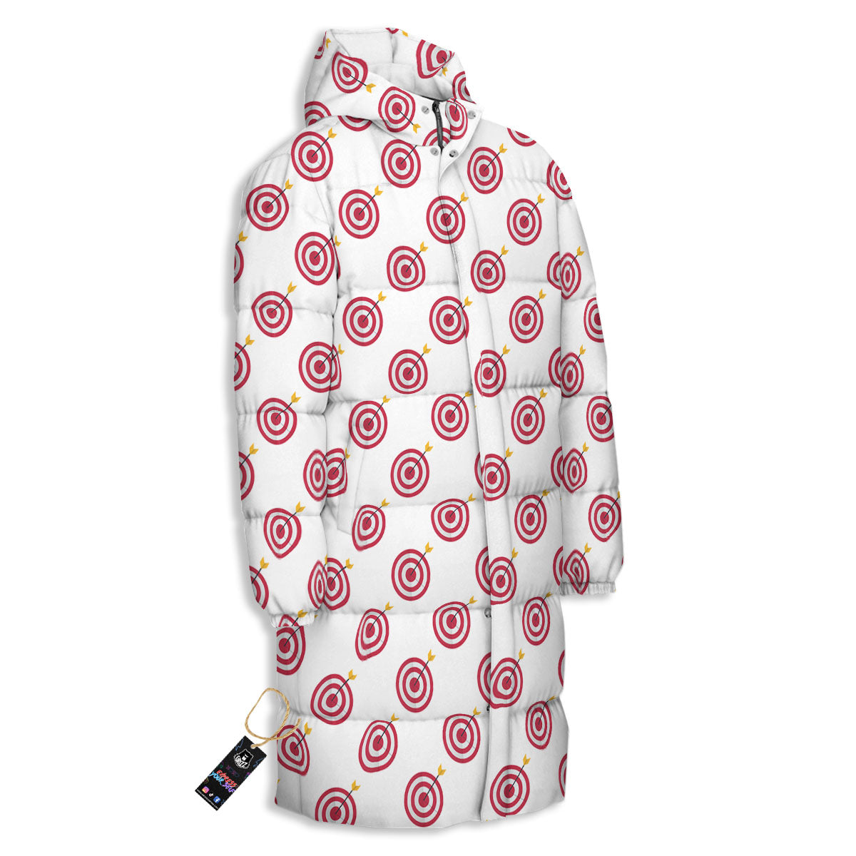 Cartoon Dartboard Print Pattern Long Down Jacket-grizzshop