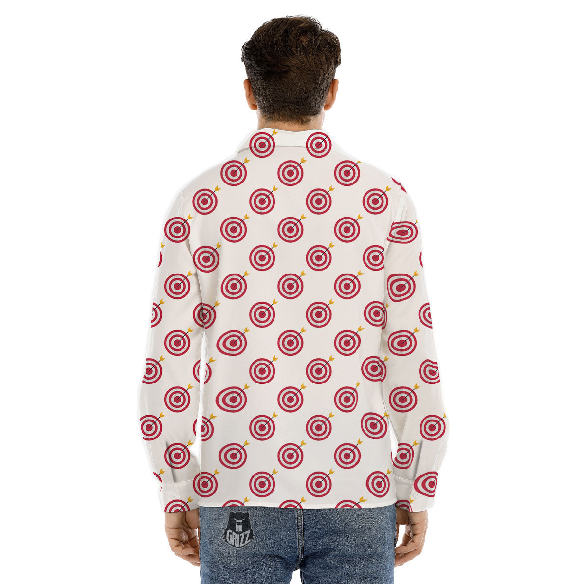 Cartoon Dartboard Print Pattern Men's Dress Shirts-grizzshop