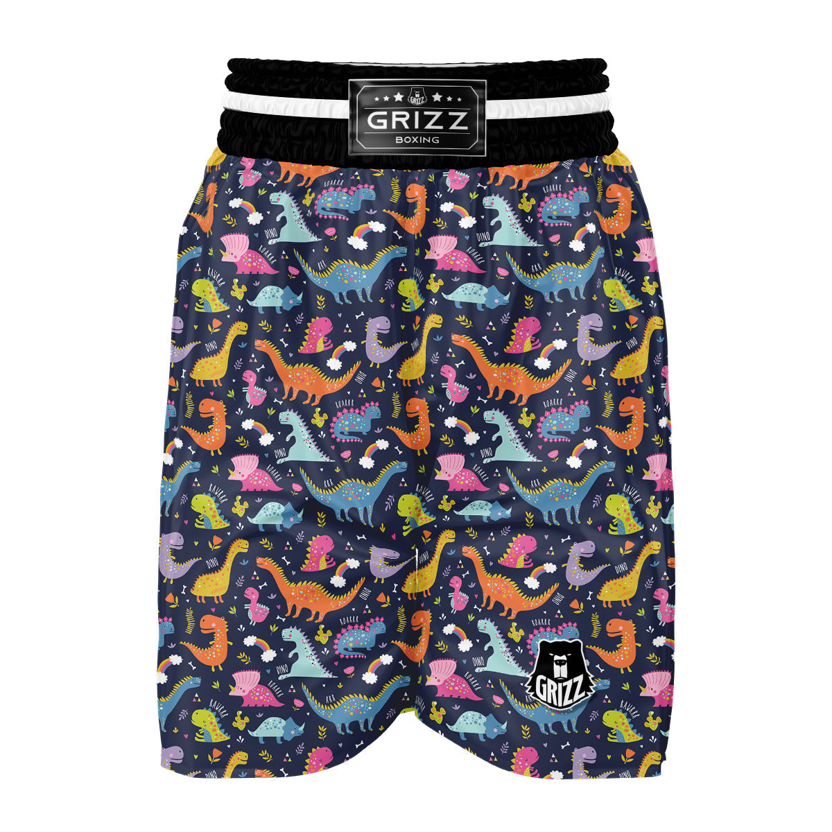 Cartoon Dino Dinosaur Pattern Print Boxing Shorts-grizzshop