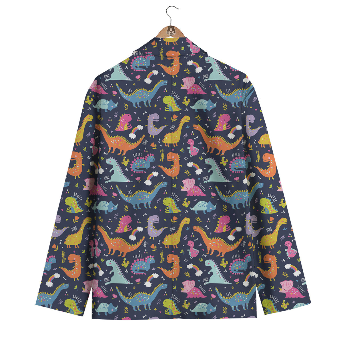 Cartoon Dino Dinosaur Pattern Print Men's Blazer-grizzshop