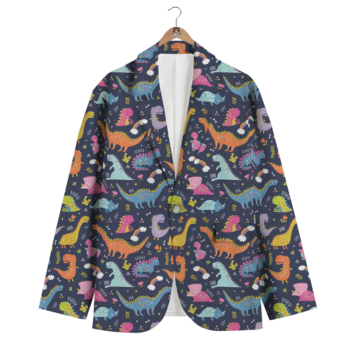 Cartoon Dino Dinosaur Pattern Print Men's Blazer-grizzshop