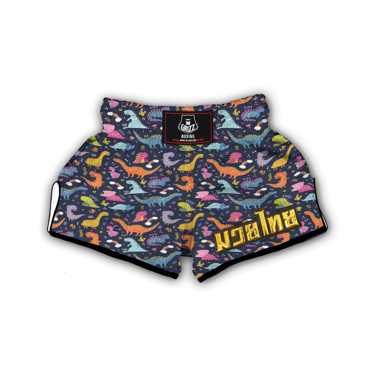Cartoon Dino Dinosaur Pattern Print Muay Thai Boxing Shorts-grizzshop