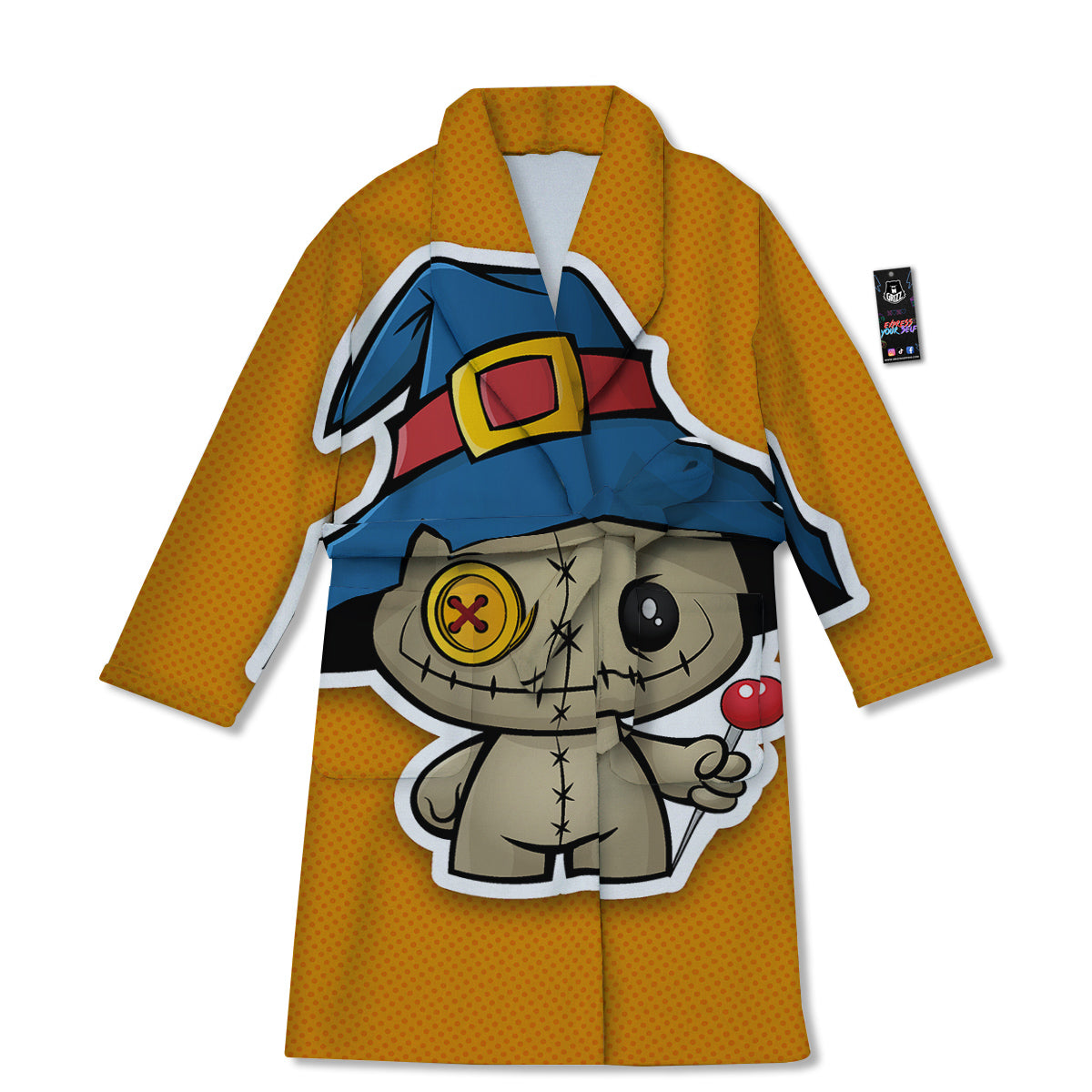 Cartoon Doll Voodoo Print Bathrobe-grizzshop