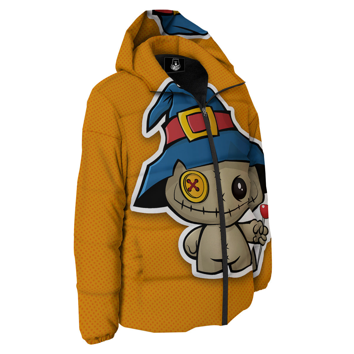 Cartoon Doll Voodoo Print Down Jacket-grizzshop