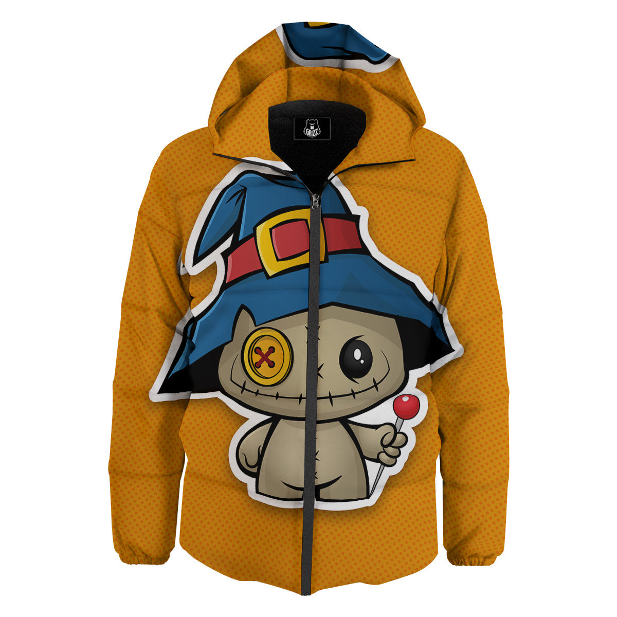 Cartoon Doll Voodoo Print Down Jacket-grizzshop