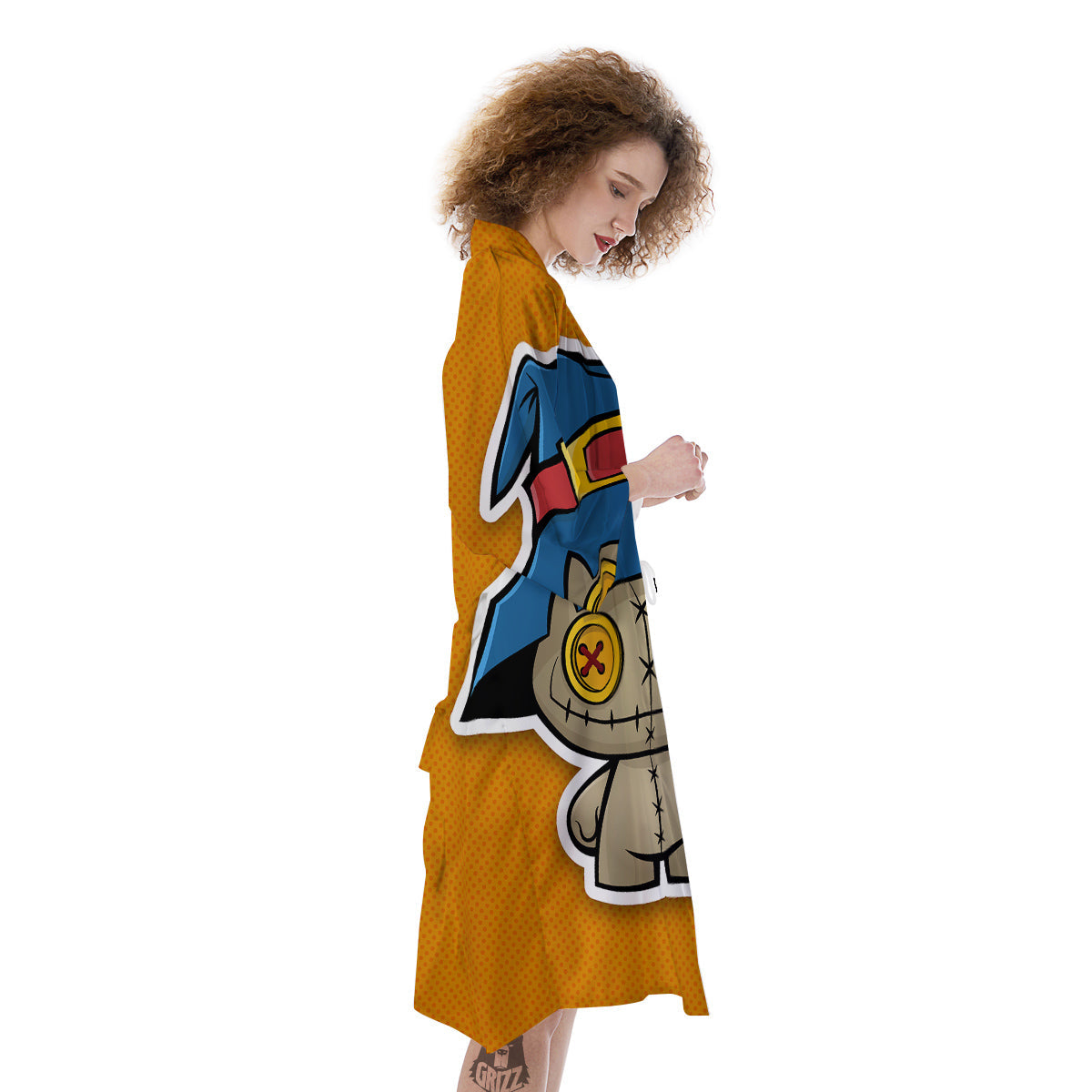 Cartoon Doll Voodoo Print Kimono-grizzshop