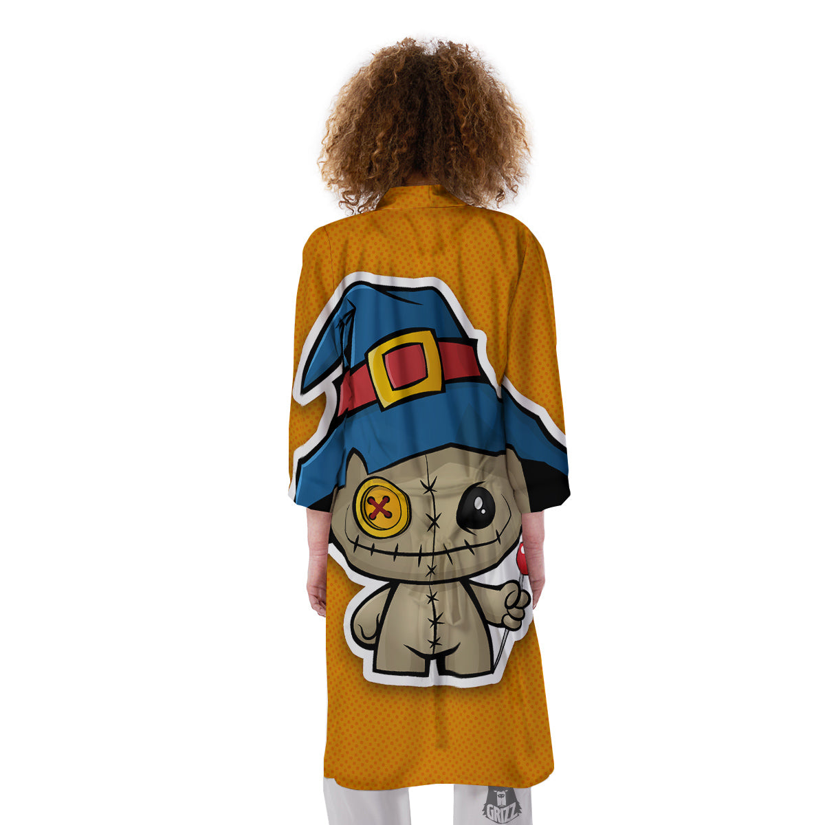 Cartoon Doll Voodoo Print Kimono-grizzshop