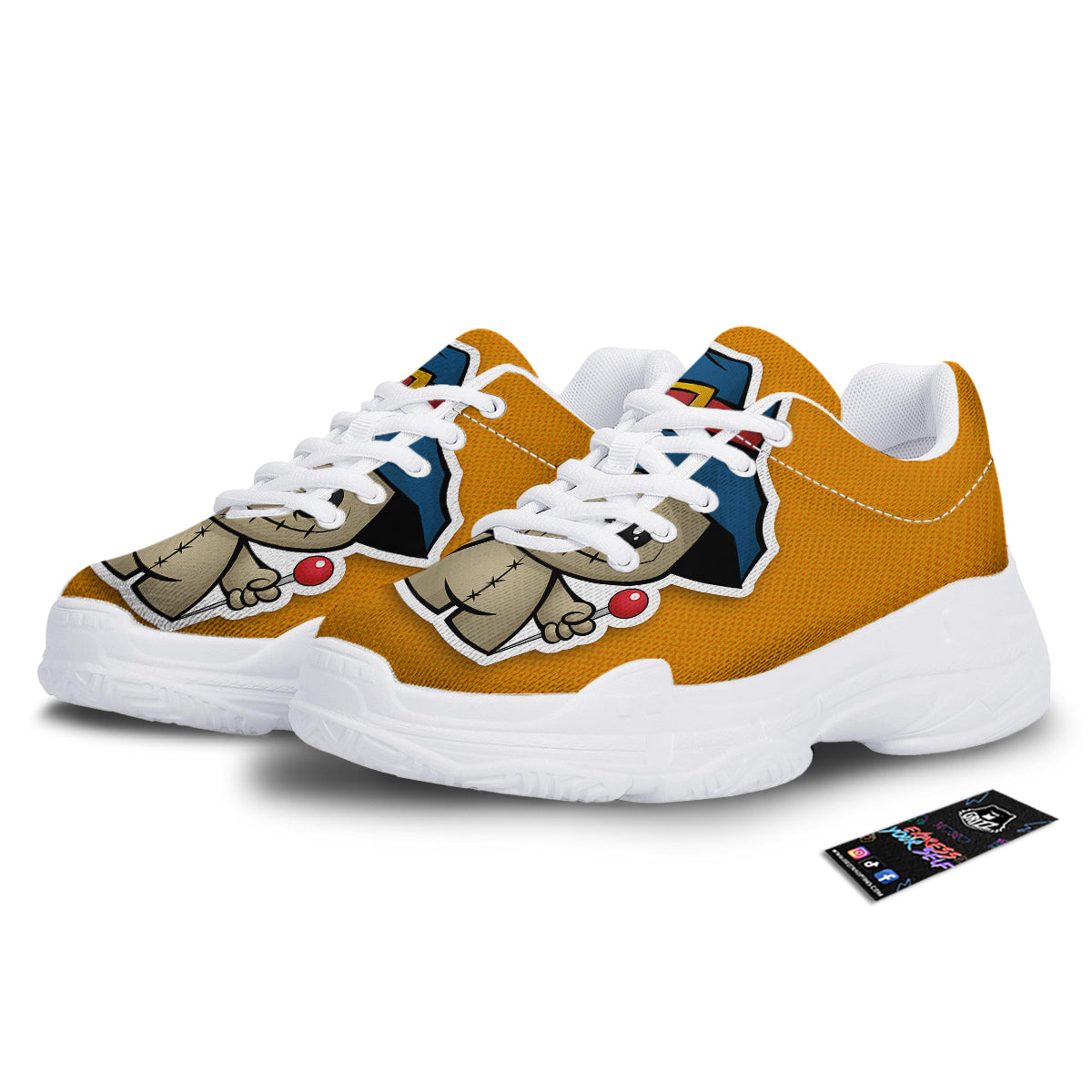 Cartoon Doll Voodoo Print White Chunky Shoes-grizzshop