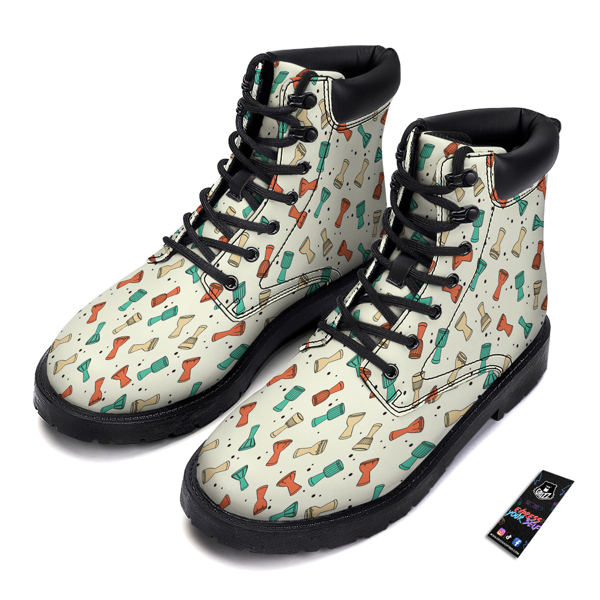 Cartoon Drum Print Pattern Boots-grizzshop