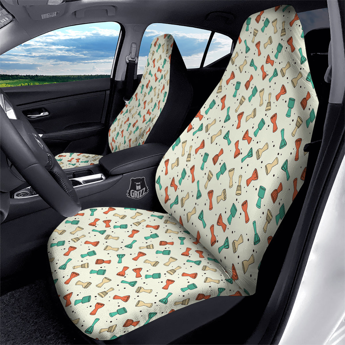 Cartoon Drum Print Pattern Car Seat Covers-grizzshop