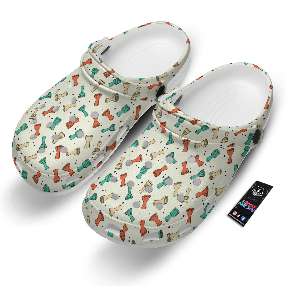 Cartoon Drum Print Pattern Clog-grizzshop