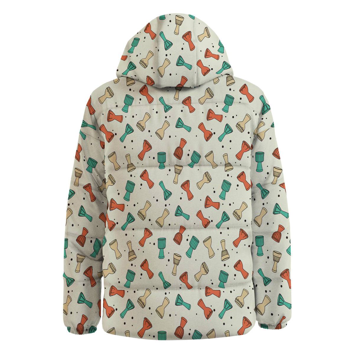 Cartoon Drum Print Pattern Down Jacket-grizzshop