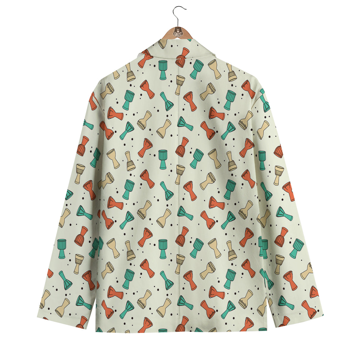 Cartoon Drum Print Pattern Men's Blazer-grizzshop