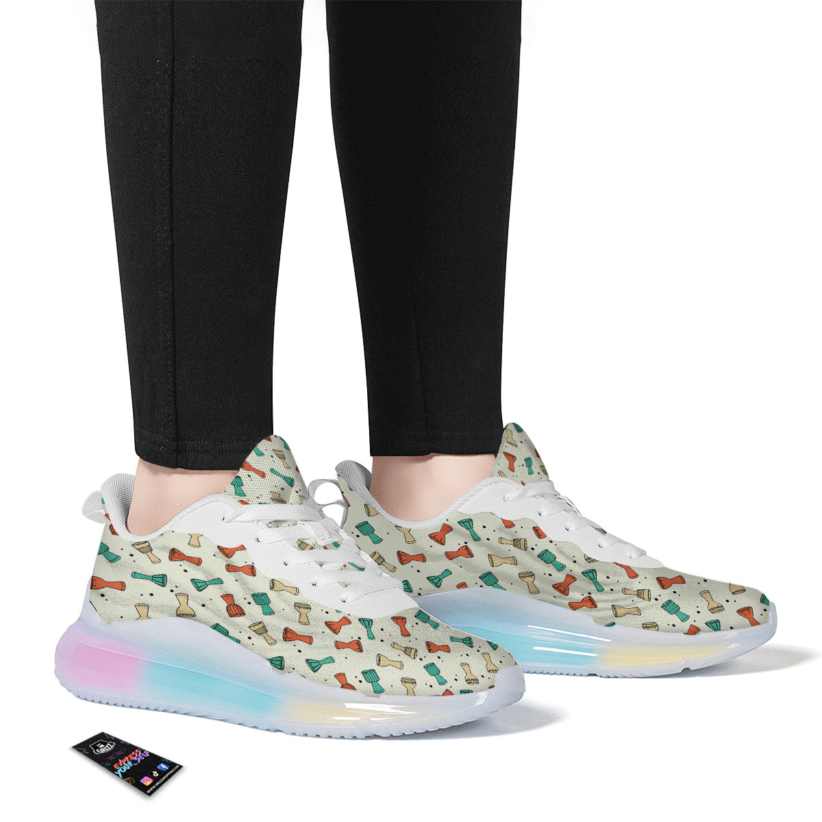 Cartoon Drum Print Pattern Running Sneakers-grizzshop