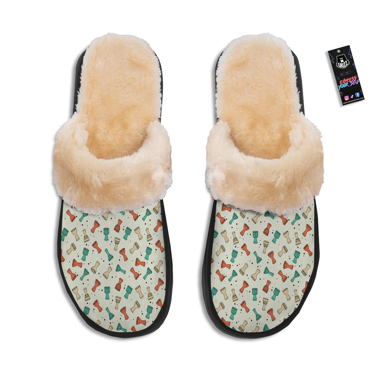 Cartoon Drum Print Pattern Slippers-grizzshop