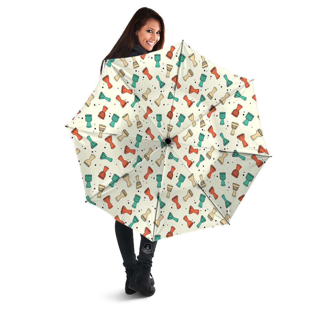 Cartoon Drum Print Pattern Umbrella-grizzshop