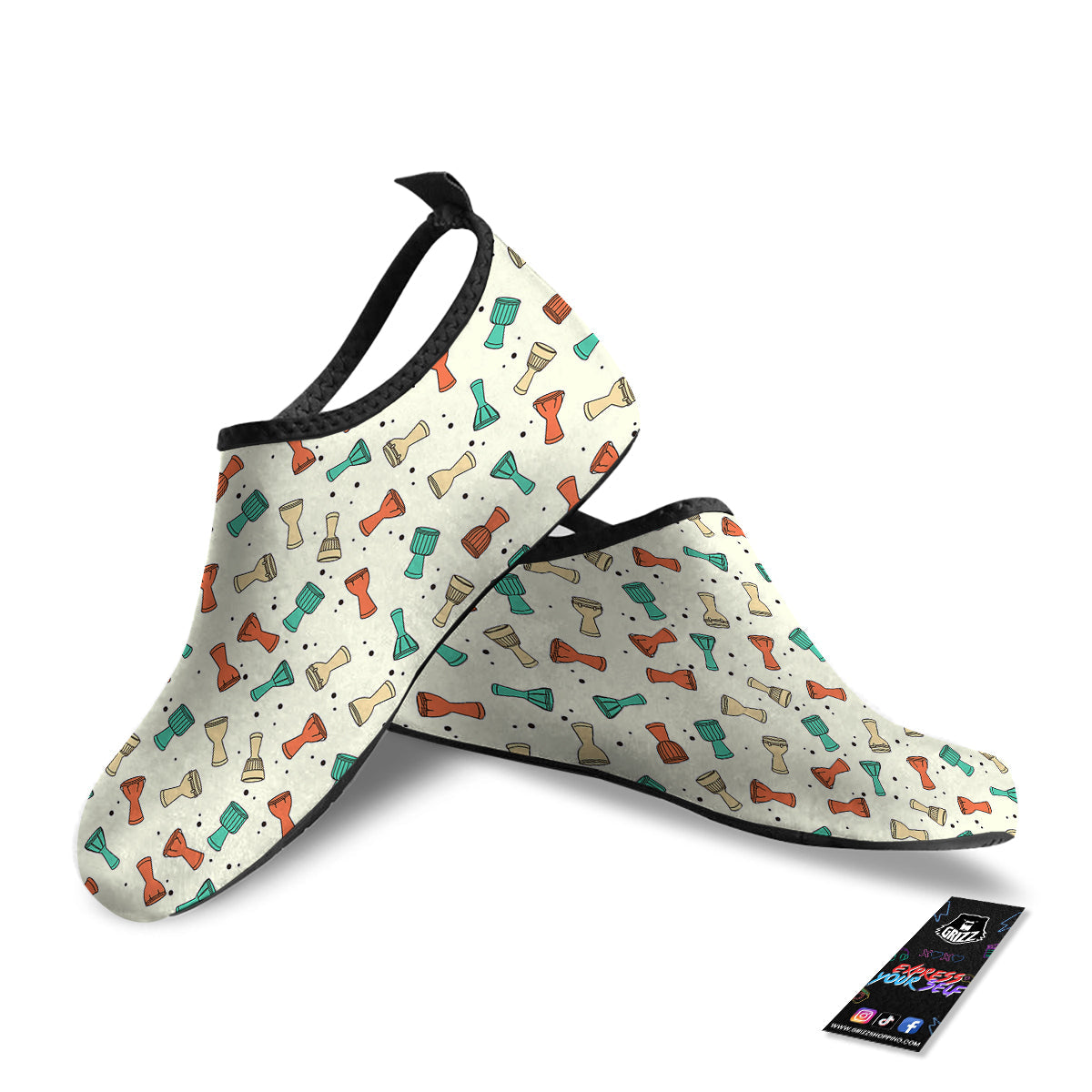 Cartoon Drum Print Pattern Water Shoes-grizzshop