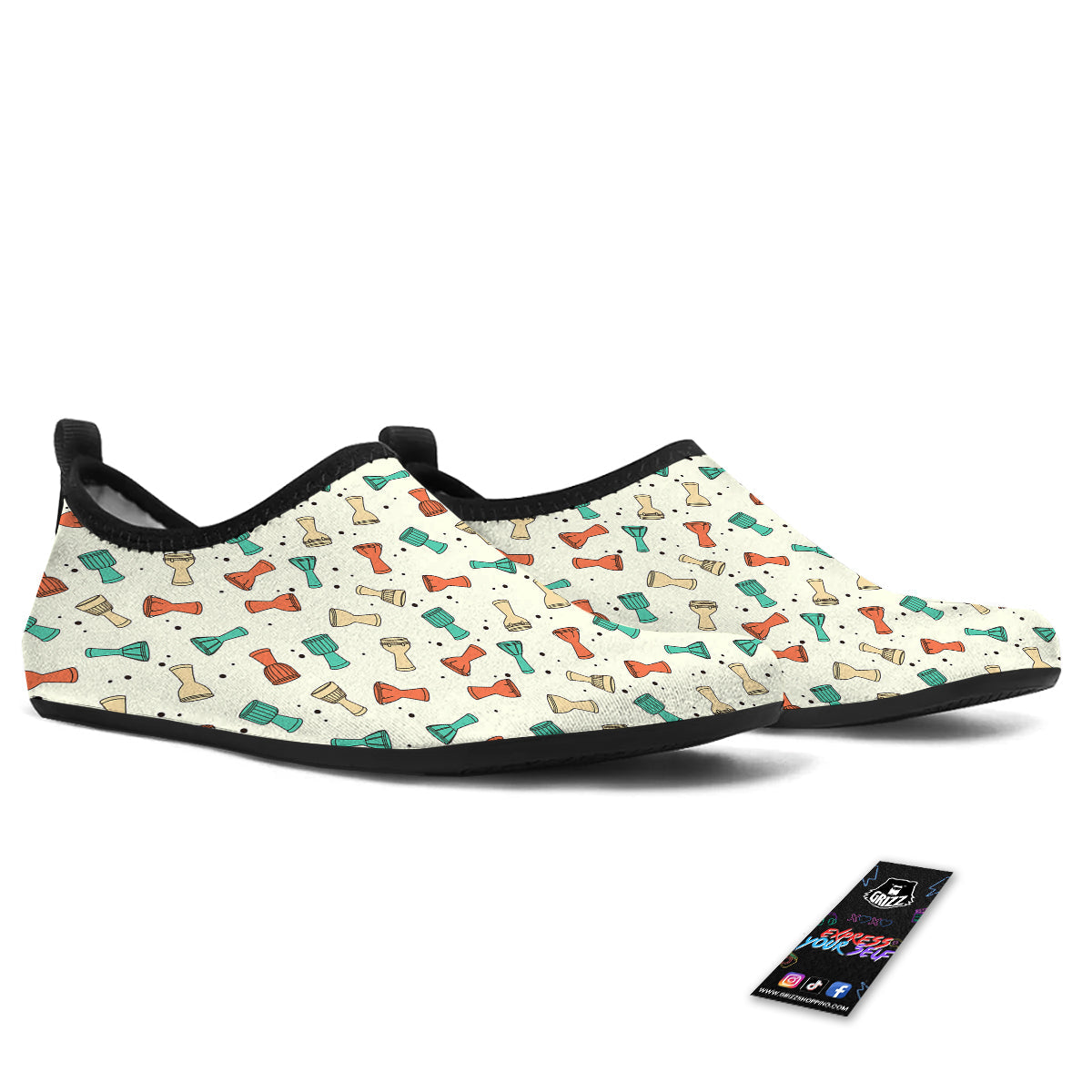 Cartoon Drum Print Pattern Water Shoes-grizzshop