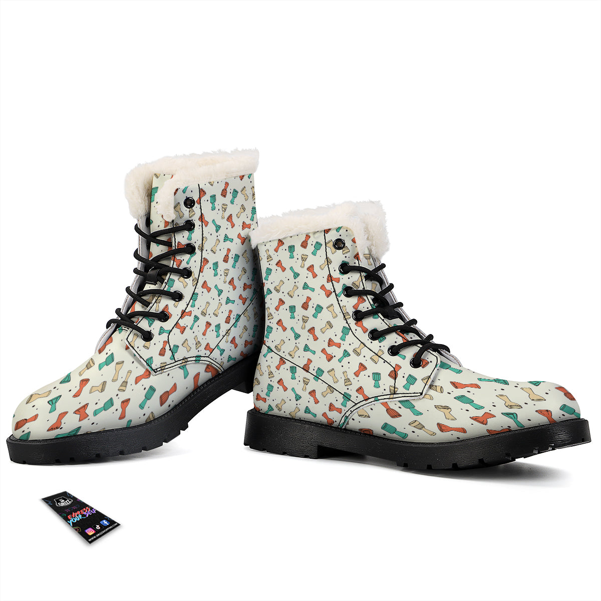 Cartoon Drum Print Pattern Winter Boots-grizzshop