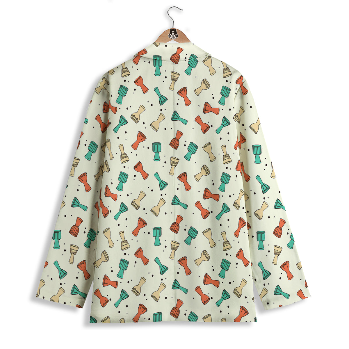 Cartoon Drum Print Pattern Women's Blazer-grizzshop