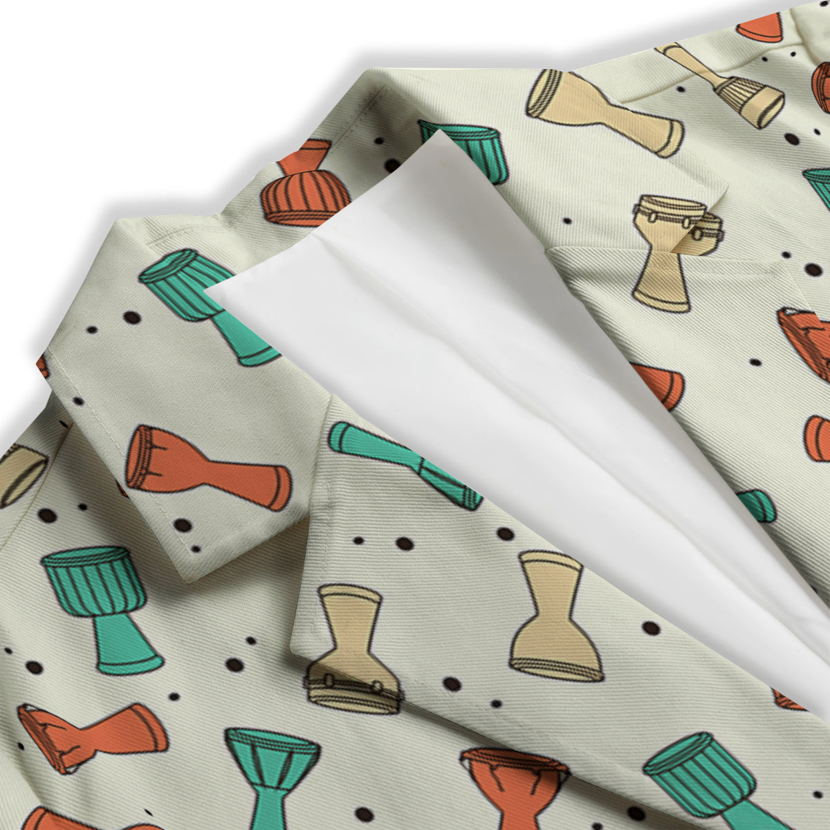 Cartoon Drum Print Pattern Women's Blazer-grizzshop