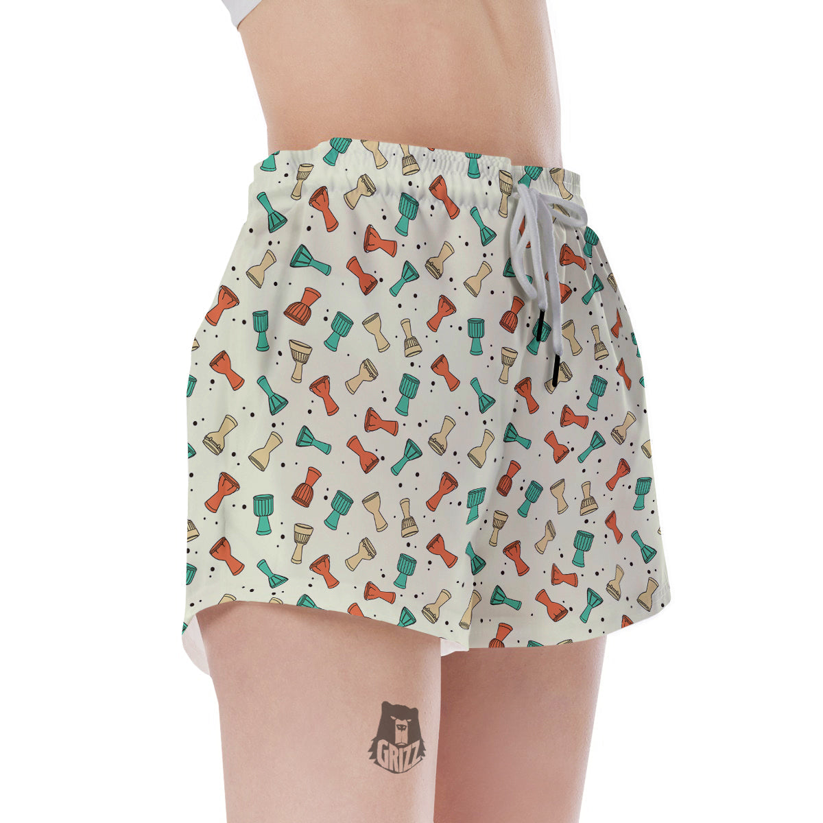 Cartoon Drum Print Pattern Women's Shorts-grizzshop