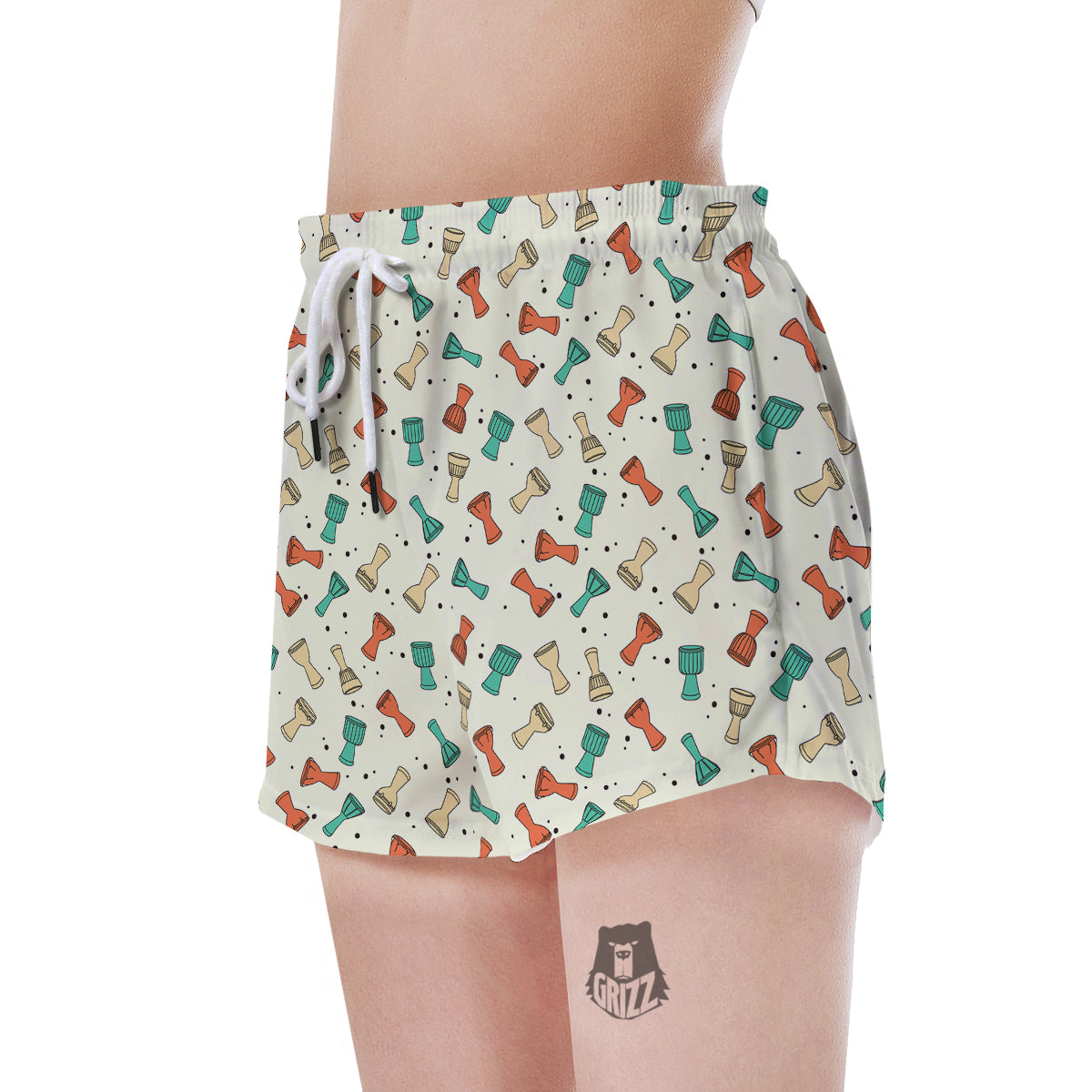 Cartoon Drum Print Pattern Women's Shorts-grizzshop