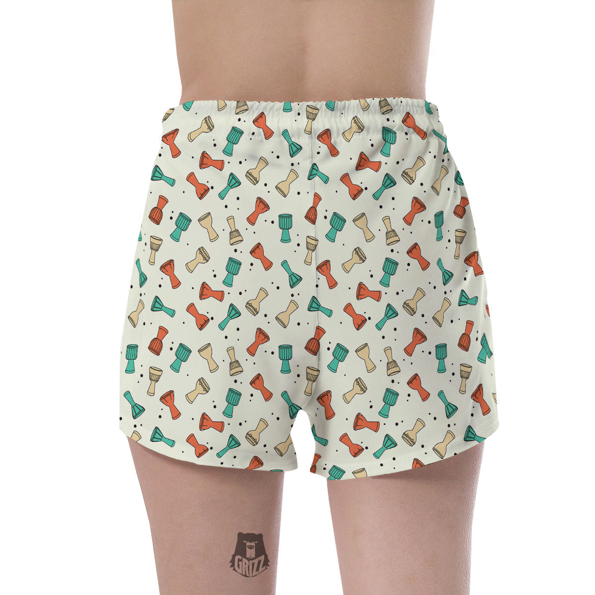 Cartoon Drum Print Pattern Women's Shorts-grizzshop