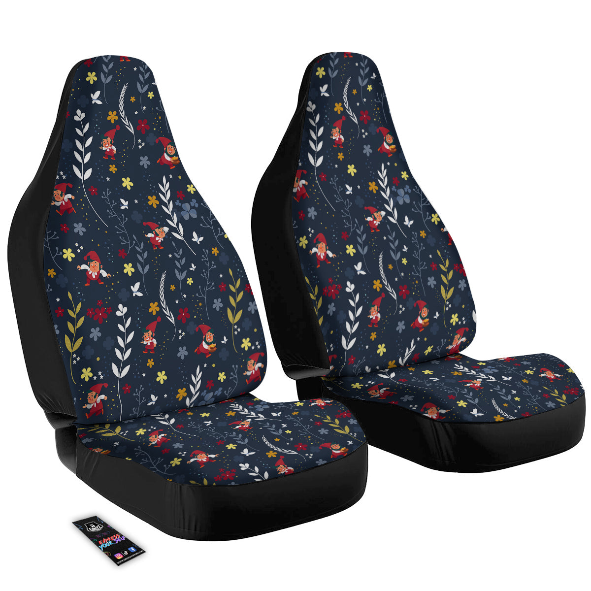 Cartoon Elf And Floral Print Pattern Car Seat Covers-grizzshop