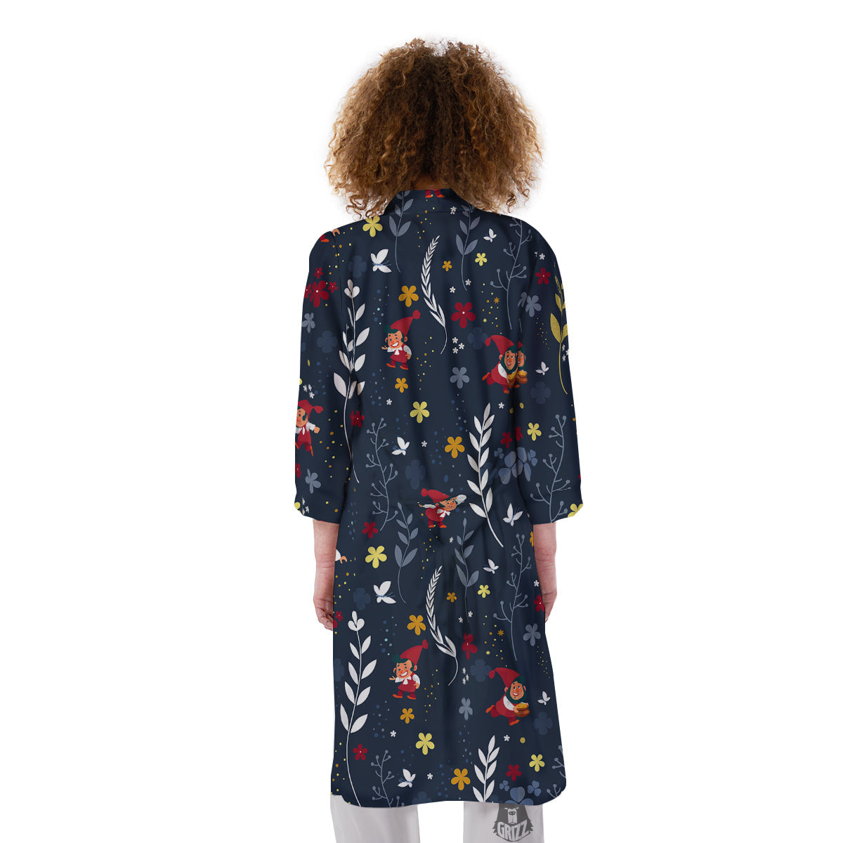 Cartoon Elf And Floral Print Pattern Kimono-grizzshop