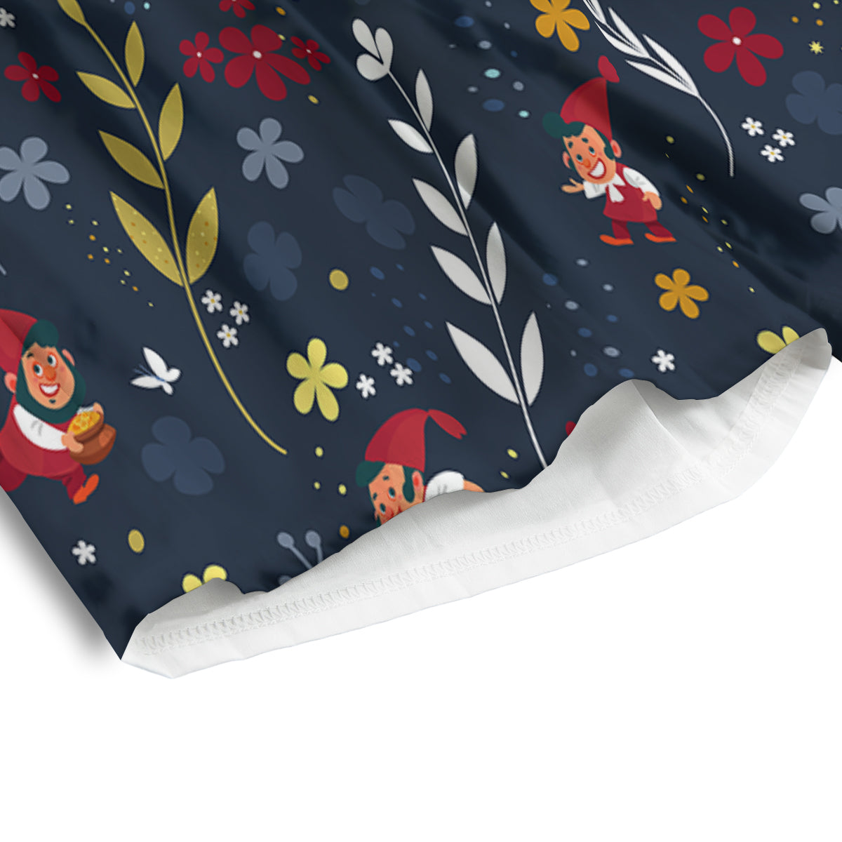 Cartoon Elf And Floral Print Pattern Men's Athletic Shorts